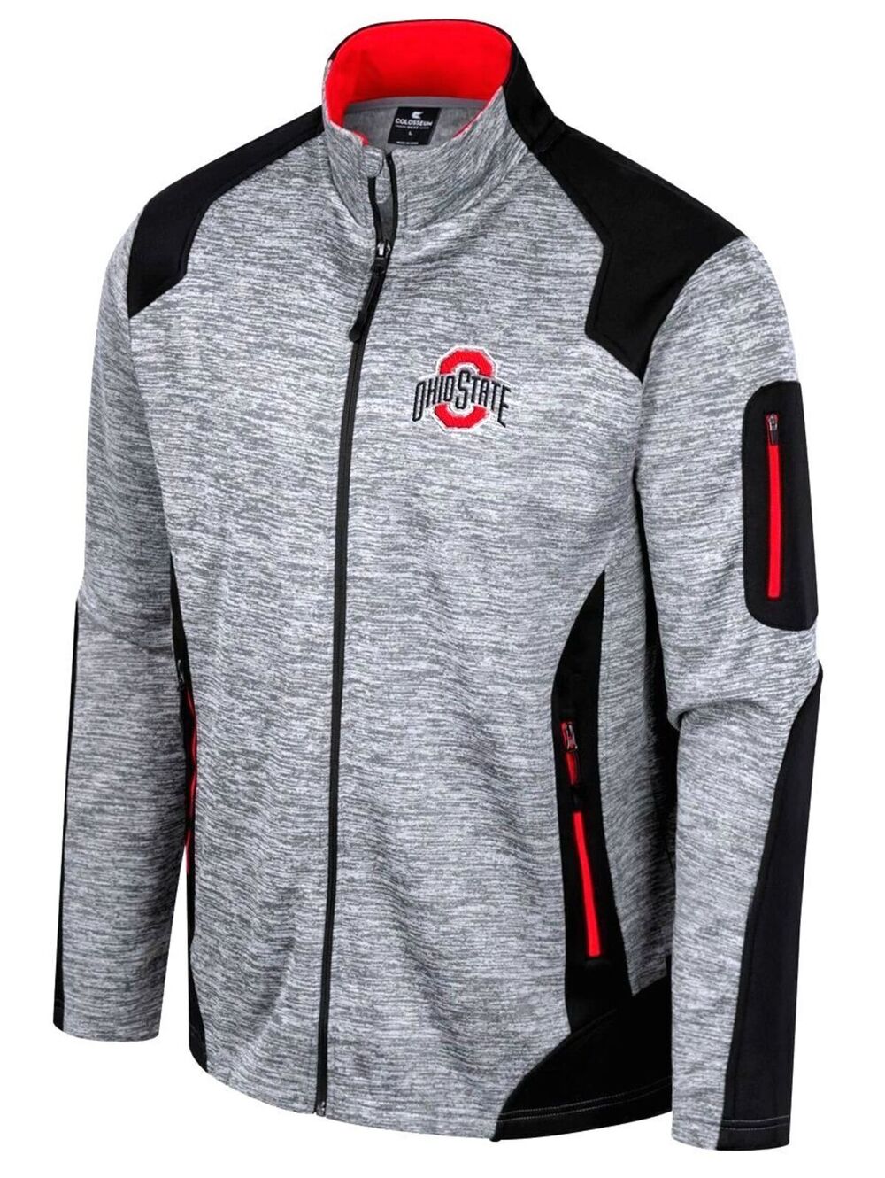 COLOSSEUM Mens (L) Ohio State Buckeyes Grey/Black Silberman Colorblock Jacket